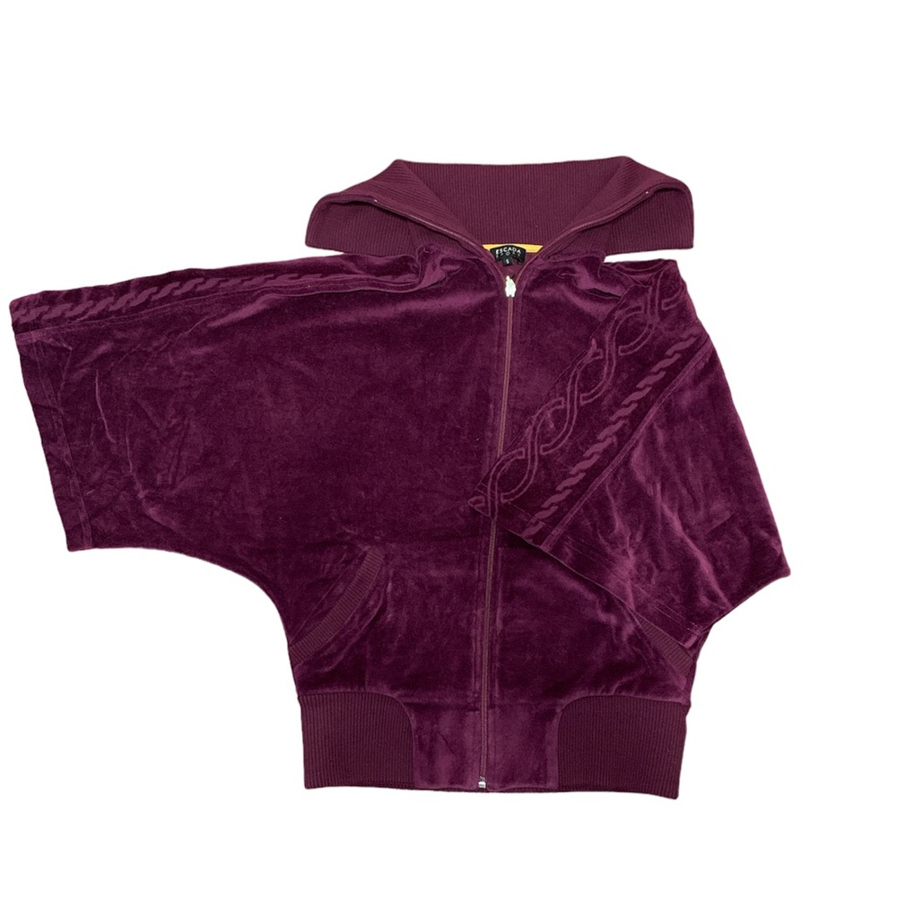 Escada Purple Bat Wing Velour Zip Up Size S